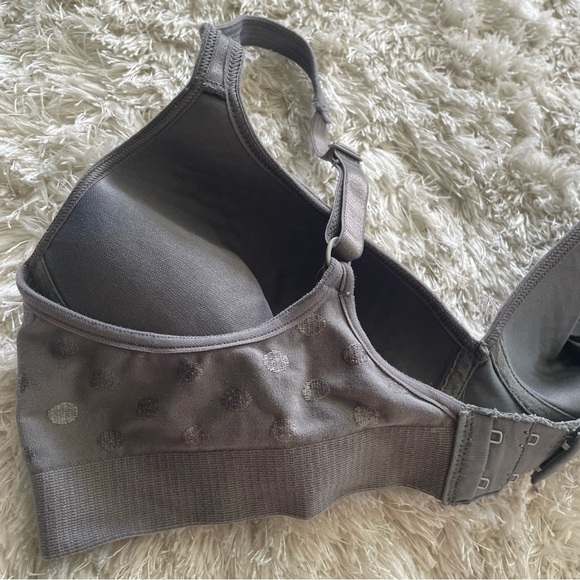 Gray Elastic Bralette Embroidered Polka Dots 34C - Picture 4 of 8